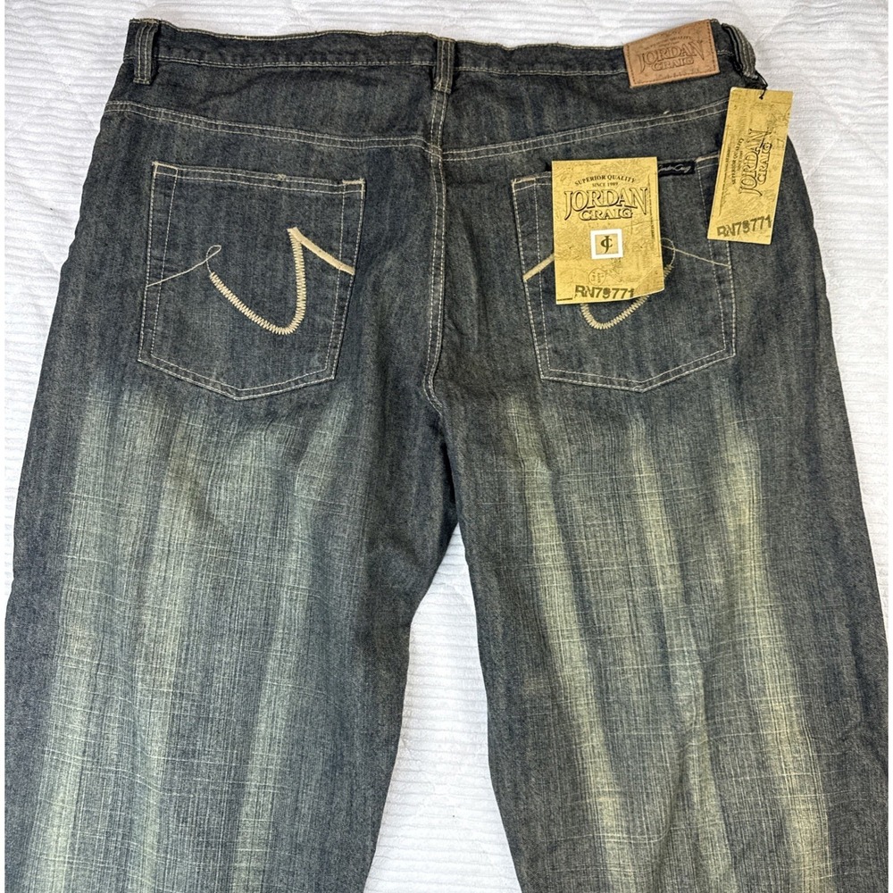 Jordan Craig Jeans RN 79771 Dark Vintage Relaxed NWT Men's 44x34 Blue Distressed